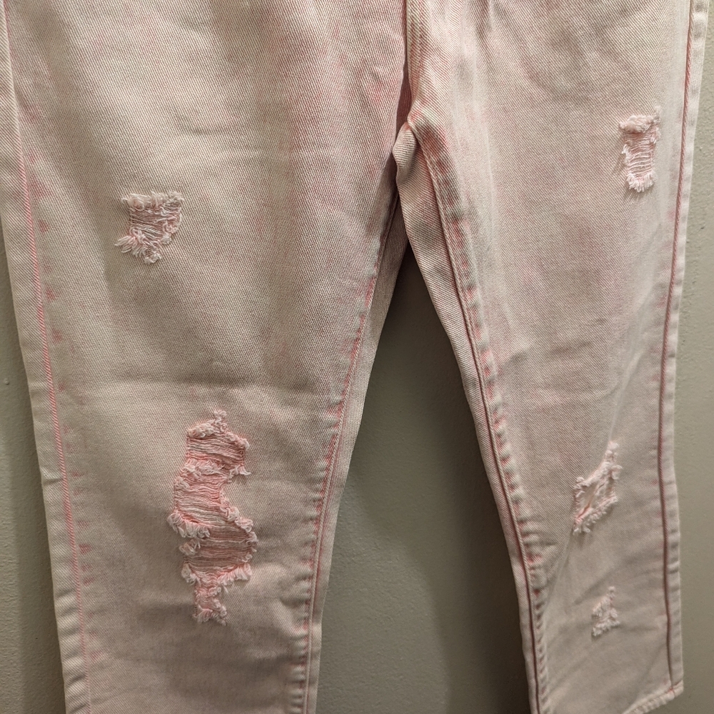Pacsun Love Me Pink Mom Jeans High Rise Denim Acid Wash Distressed Cropped- 26/2 - Picture 6 of 11